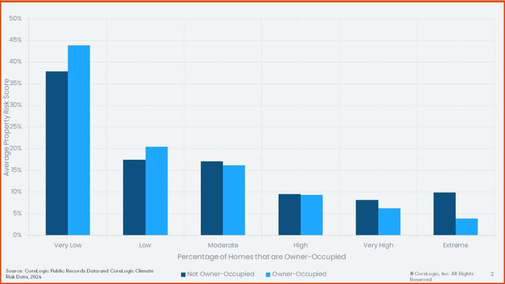 Owner-occupied homes and non-owner-occupied homes by risk group